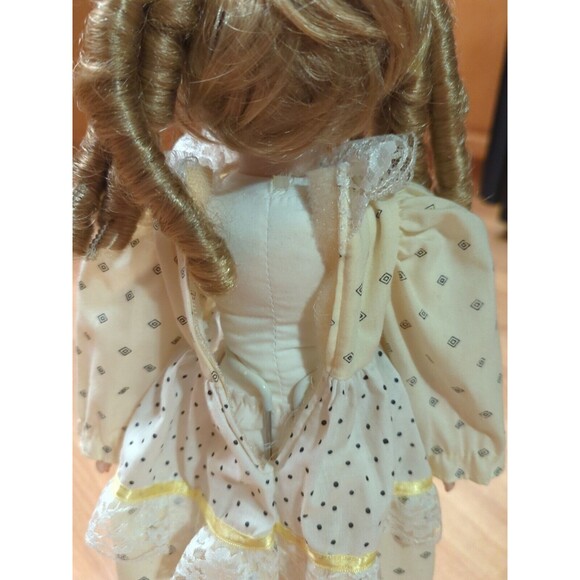 Heritage Mint Porcelain Doll 16” Amanda Yellow Dress Blonde Curly Hair Vintage - Picture 10 of 12